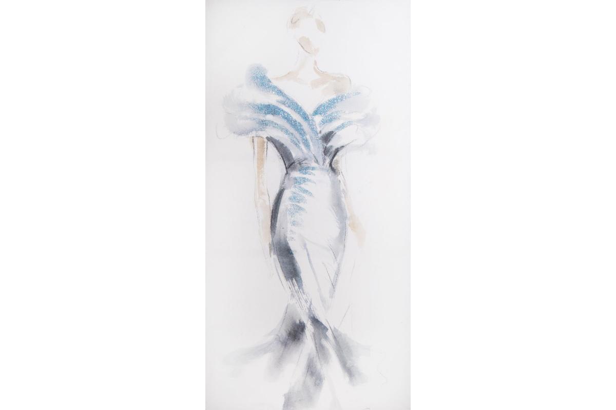 Fashion női alakos kép Fehér/kék 60x120 cm