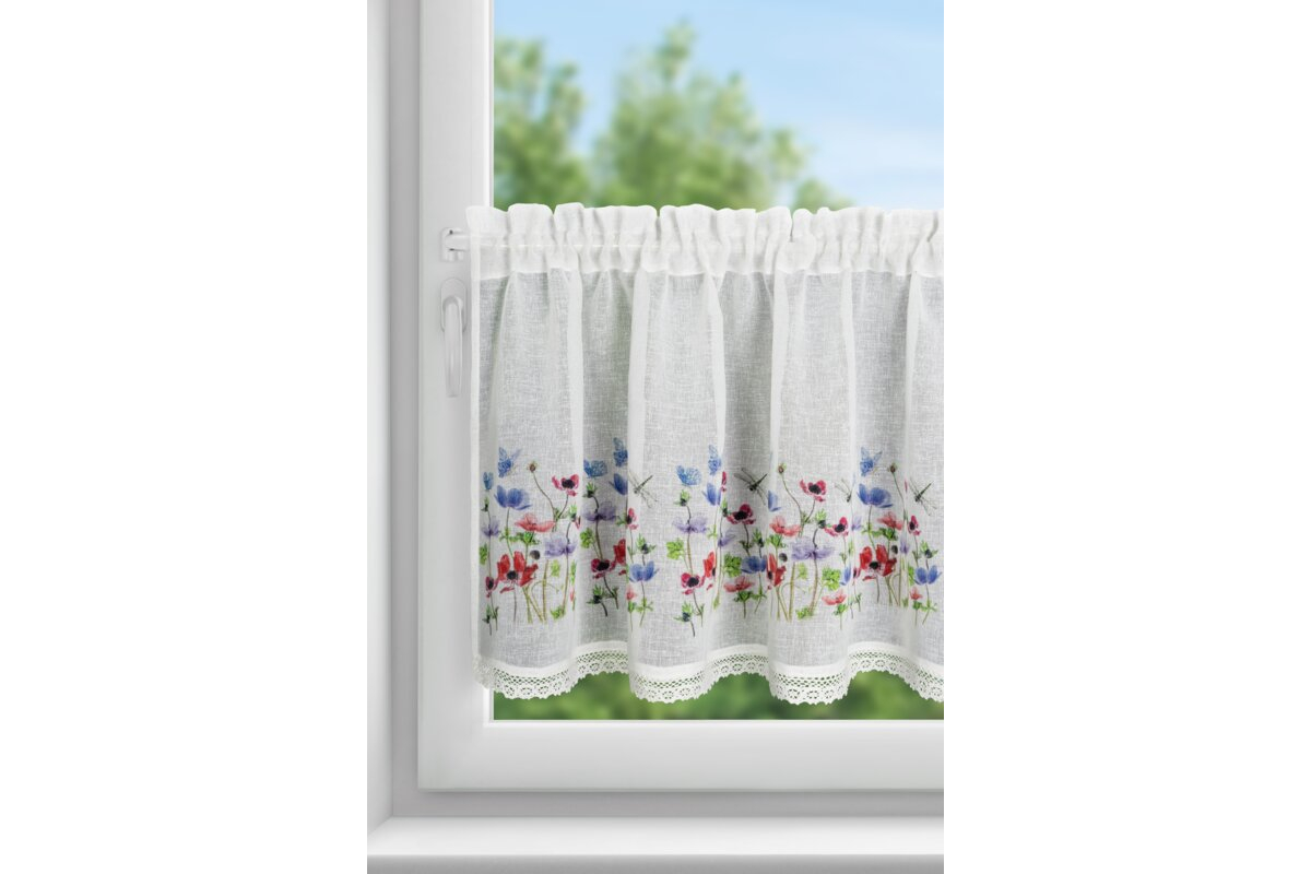 Nora mezei virágos vitrázs függöny Fehér 60x150 cm
