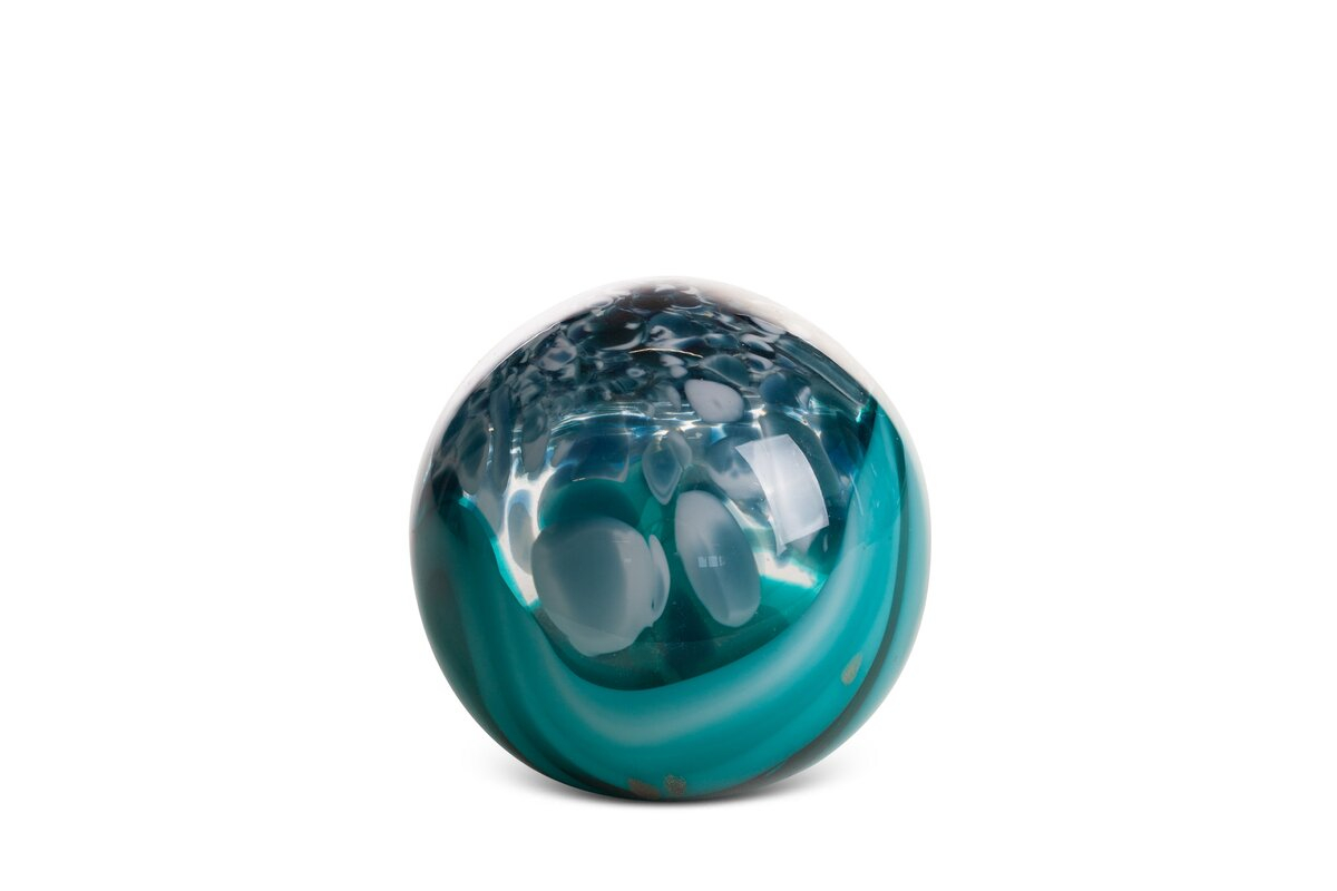 Emili üveg gömb Türkiz/acélszürke 10x10x10 cm