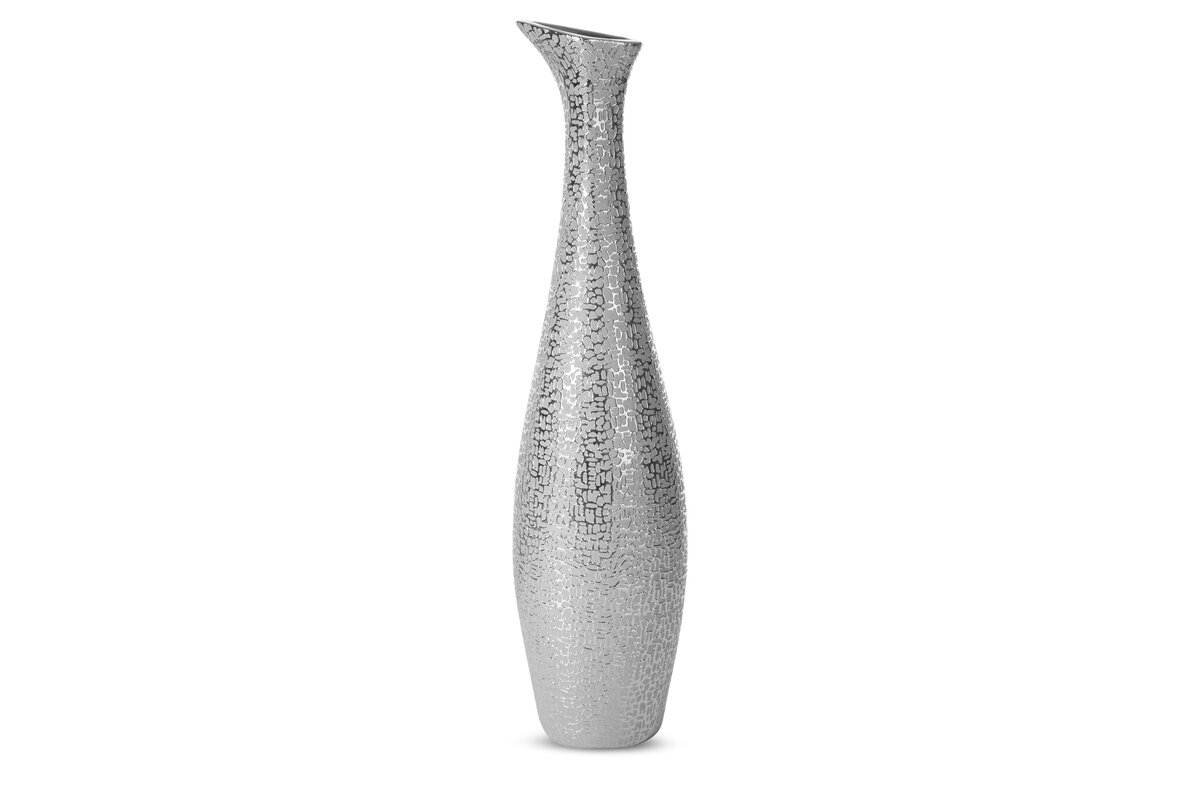 Riso4 kerámia váza Ezüst 15x15x60 cm