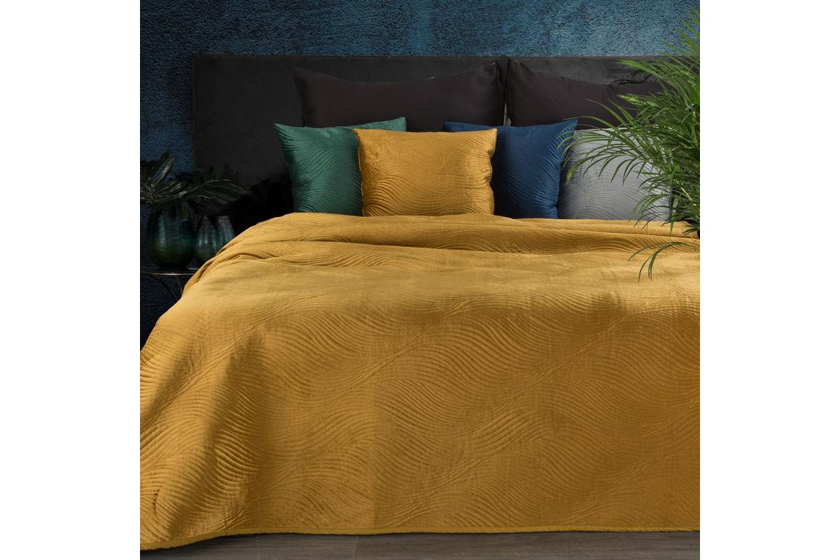 Ria5 bársony ágytakaró Mézsárga 170x210 cm