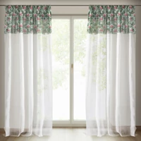 Kép 1/5 - botanic-flamingo-mintas-csipkes-fuggony-feher-zöld-rozsaszin-140-x-250-cm