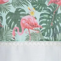Kép 2/5 - botanic-flamingo-mintas-csipkes-fuggony-feher-zöld-rozsaszin-140-x-250-cm-kozeli-minta