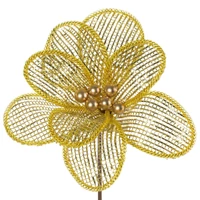 Kép 1/2 - karacsonyi-virag-attetszo-levelekkel-arany-28-cm
