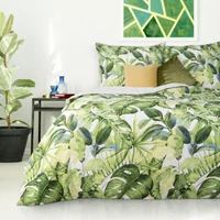 Kép 1/3 - monstera-pamut-szaten-agynemuhuzat-feher-zold-220-x-200-cm-70-x-80-cm-2db