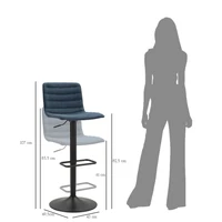 Kép 9/10 - Bárszék állítható magasságú 2db-os szett kék 43x49.5x85.5-107 (seat 61-82.5) cm 8