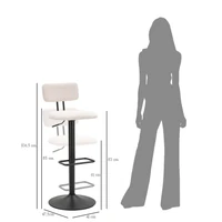 Kép 5/10 - Bárszék állítható magasságú háttámlával 2db-os szett fehér/fekete 41x47,5x85-106,5 (seat 61-83) cm 8