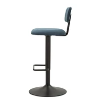 Kép 3/10 - Bárszék állítható magasságú háttámlával 2db-os szett kék/fekete 41x47,5x85-106,5 (seat 61-83) cm 2