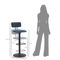 Kép 9/10 - Bárszék állítható magasságú háttámlával 2db-os szett kék/fekete 41x47,5x85-106,5 (seat 61-83) cm 8