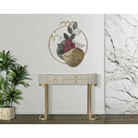 Kép 5/10 - Beauty konzolasztal 3 fiókkal krémszín/arany 100x40x80 cm 8