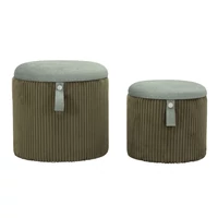 Kép 1/9 - Bolzano puff tárolóval kordbársony 2db-os szett zöld ø 38x38-32x28 cm