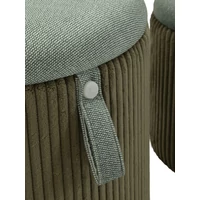 Kép 3/9 - Bolzano puff tárolóval kordbársony 2db-os szett zöld ø 38x38-32x28 cm