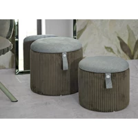 Kép 8/9 - Bolzano puff tárolóval kordbársony 2db-os szett zöld ø 38x38-32x28 cm