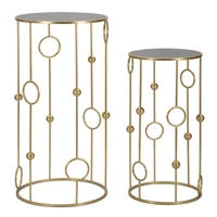 Kép 1/6 - Cage asztal 2db-os szett arany ø 50x100-40x80 cm