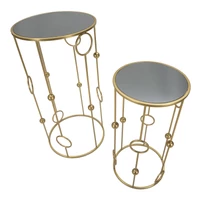 Kép 2/6 - Cage asztal 2db-os szett arany ø 50x100-40x80 cm