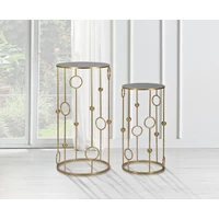 Kép 5/6 - Cage asztal 2db-os szett arany ø 50x100-40x80 cm