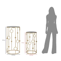 Kép 6/6 - Cage asztal 2db-os szett arany ø 50x100-40x80 cm