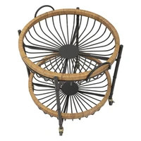 Kép 6/9 - Cebu duplakosaras kocsi kerekekel barna/fekete 57x55.5x62.5 cm 2