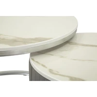 Kép 6/9 - Dohányzóasztal 2db-os szett szürke/ezüst ø 70x45-50x40 cm