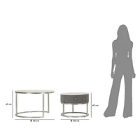 Kép 9/9 - Dohányzóasztal 2db-os szett szürke/ezüst ø 70x45-50x40 cm