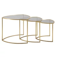 Kép 2/8 - Dohányzóasztal szett 3db-os arany ø 60x50-50x45-40x40 cm
