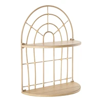 Kép 1/7 - Dupla íves polc rattan hatású barna 34,5x18x45,5 cm