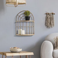 Kép 7/7 - Dupla íves polc rattan hatású barna 34,5x18x45,5 cm 5
