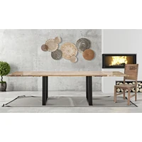 Kép 11/11 - Edge étkezőasztal fém lábakkal mangófából 180x90x77 - teljes hossz 280 cm 10