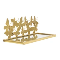 Kép 3/8 - Éjjeli polc pillangókkal szett fém/üveg arany 43x19.2x16.5 cm 2