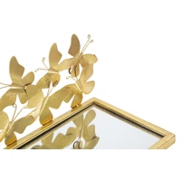 Kép 5/8 - Éjjeli polc pillangókkal szett fém/üveg arany 43x19.2x16.5 cm 3
