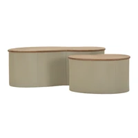 Kép 5/10 - Frankfurti dohányzóasztal 2db-os szett krémszín 87X53X32-50X35X28 cm 1