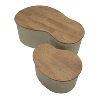 Kép 7/10 - Frankfurti dohányzóasztal 2db-os szett krémszín 87X53X32-50X35X28 cm 2