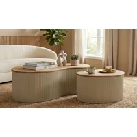 Kép 4/10 - Frankfurti dohányzóasztal 2db-os szett krémszín 87X53X32-50X35X28 cm 8