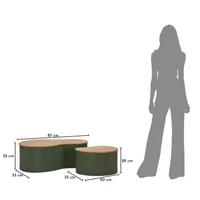 Kép 5/10 - Frankfurti dohányzóasztal 2db-os szett zöld 87X53X32-50X35X28 cm 9