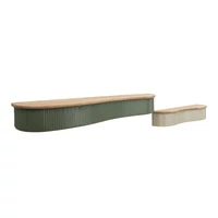 Kép 2/10 - Frankfurti lebegő polc 2db-os szett krémszín/zöld 86X18X12-65X16X12 cm 1