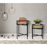 Kép 6/8 - Fuji asztalrattan 2db-os szett barna/fekete ø 40x50-35x40 cm