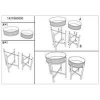 Kép 8/8 - Fuji asztalrattan 2db-os szett barna/fekete ø 40x50-35x40 cm
