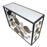Kép 4/10 - Glamour konzolasztal virágokkal fekete 111.8x41.9x80 cm 3