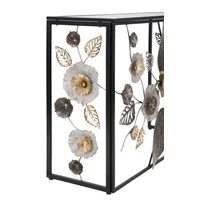 Kép 8/10 - Glamour konzolasztal virágokkal fekete 111.8x41.9x80 cm 5