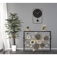 Kép 7/10 - Glamour konzolasztal virágokkal fekete 111.8x41.9x80 cm 7