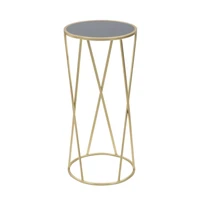 Kép 2/9 - Glamour lerakóasztal fekete üveggel arany ø 35x75 cm