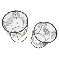 Kép 3/7 - Glamour leveles asztalka szett fekete/arany ø 38x55-33x50 cm