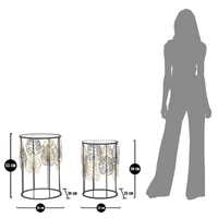 Kép 7/7 - Glamour leveles asztalka szett fekete/arany ø 38x55-33x50 cm