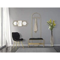 Kép 4/10 - Glamour pad akasztóval párnázott bársony szövettel fekete/arany 80x38,5x180 cm 7