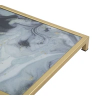 Kép 7/8 - Glamour szögletes asztal szürkemárvánnyal arany 40x35x60 cm 4