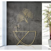 Kép 6/11 - Konzolasztal edzett üveggel fekete/arany 120x40x79 cm 10