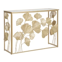 Kép 1/10 - Konzolasztal ginko biloba levelekkel arany 108x36,5x80 cm
