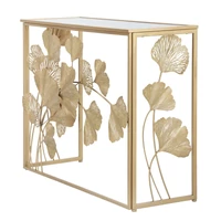Kép 7/10 - Konzolasztal ginko biloba levelekkel arany 108x36,5x80 cm 2