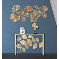 Kép 3/10 - Konzolasztal ginko biloba levelekkel arany 108x36,5x80 cm 7