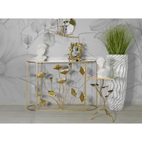 Kép 3/9 - Konzolasztal lotus virággal arany 120x40x80 cm 7